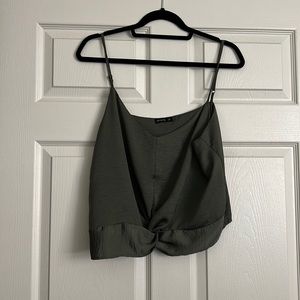 Cotton On tie from spaghetti strap crop top olive green